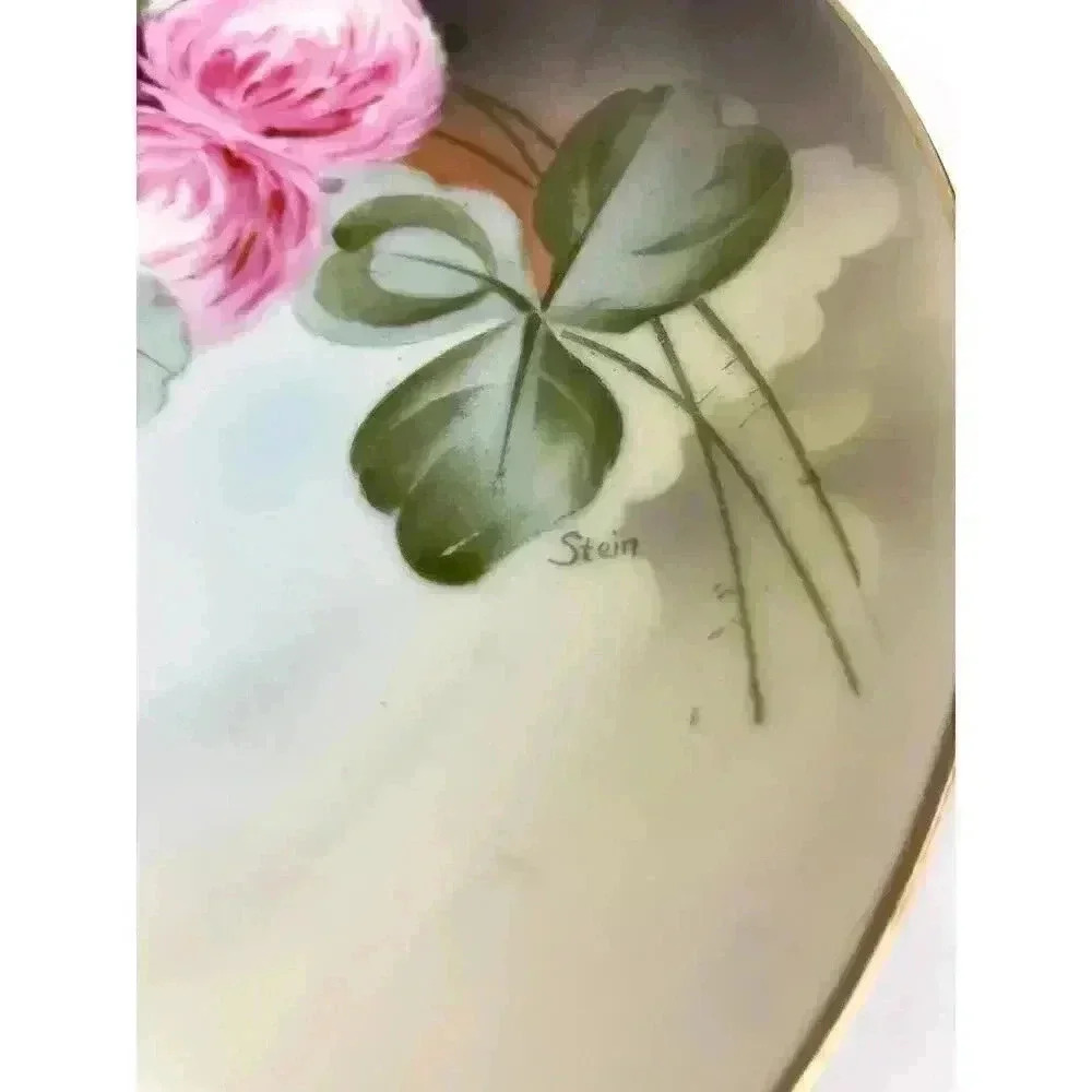 Royal Rudolstadt Prussia Hand Painted Floral Plate Roses Stein 7.5" Gold Trim - Picture 2 of 9
